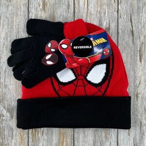 Boys Spider-Man Reversible Beanie Hat & Glove Set